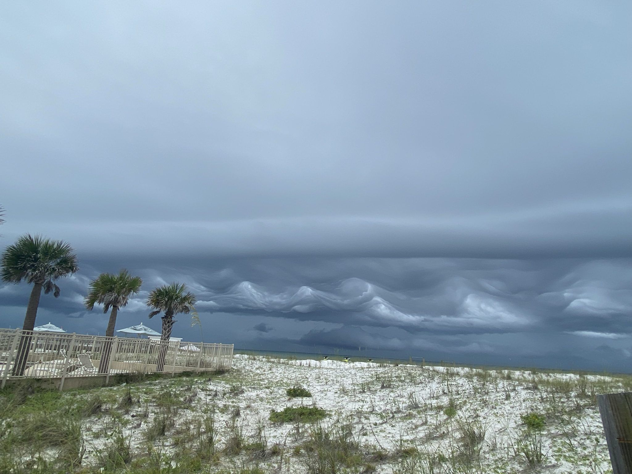 Today's Photo of the Day comes from Kim Ripley, who took this photo while heading into Destin. These rare, wave-like clouds are known as Kelvin-Helmholtz clouds. The National Weather Service defines this phenomenon as, "vertical waves in the air associated with wind shear across statically-stable regions." ☁️