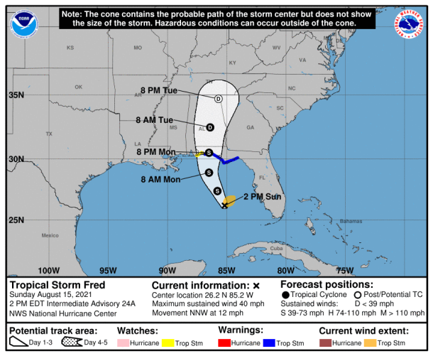 2 p.m. update for TS Fred