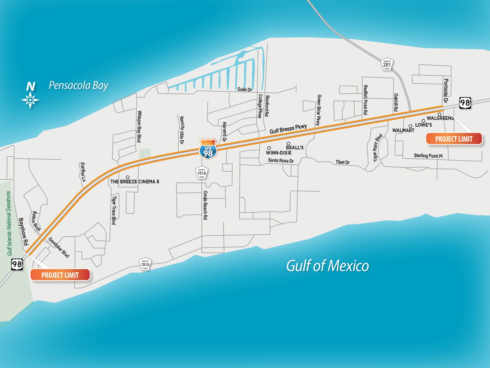 gulf breeze high school map