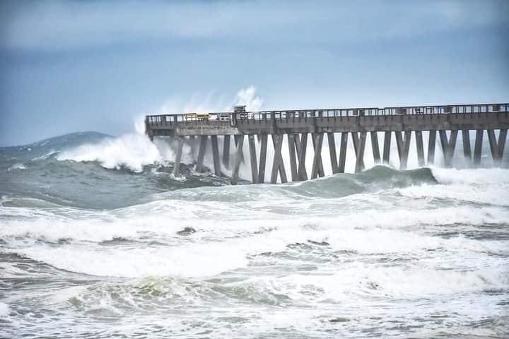 Today's photo of the Day comes from Kaitie Meyer. Today marks the one year anniversary of Hurricane Sally and this photo illustrates the raw power of the storm. The area is still feeling the effects of the storm today. 🌊