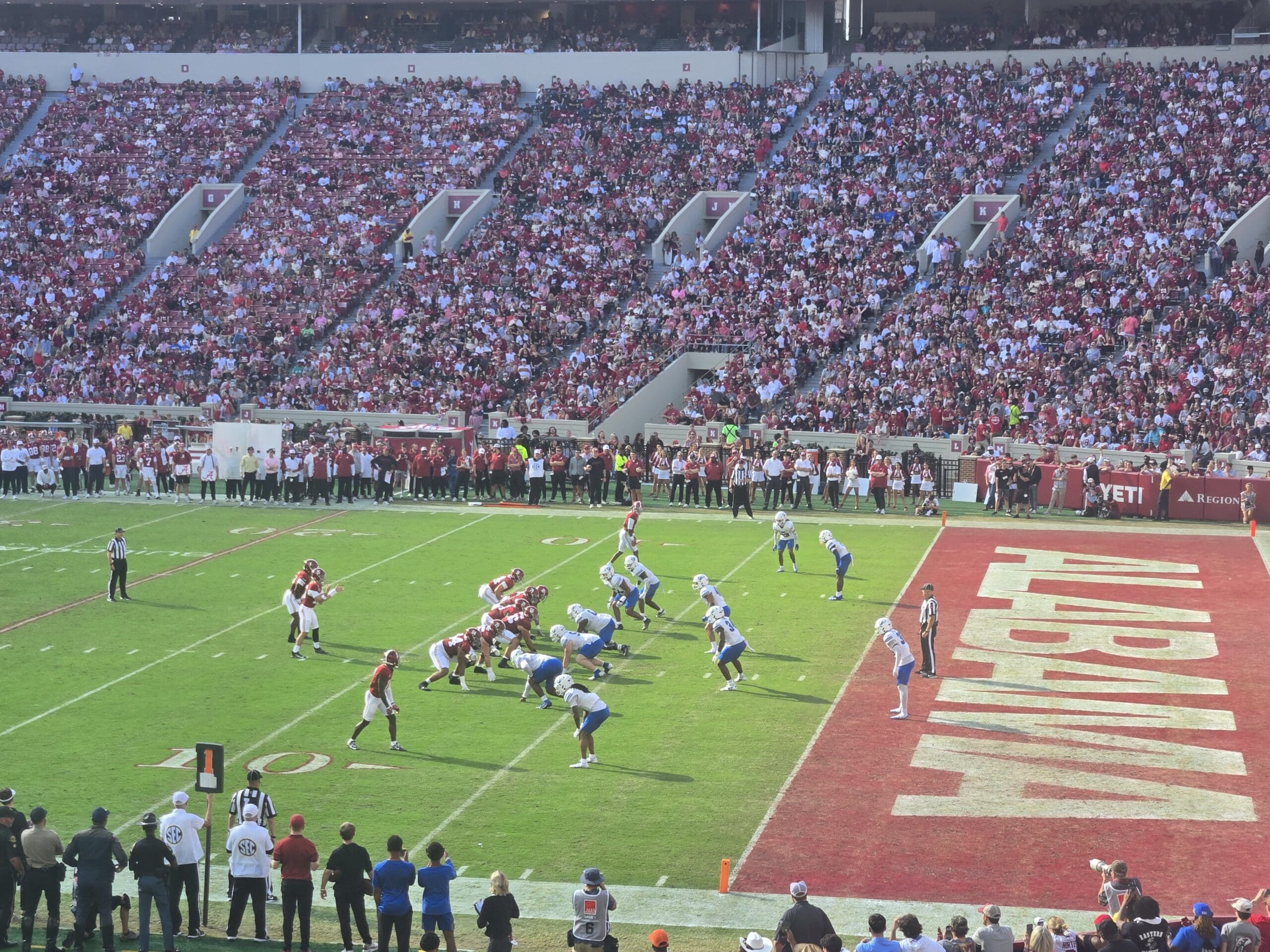 Perspective of a visiting fan on game day at Alabama