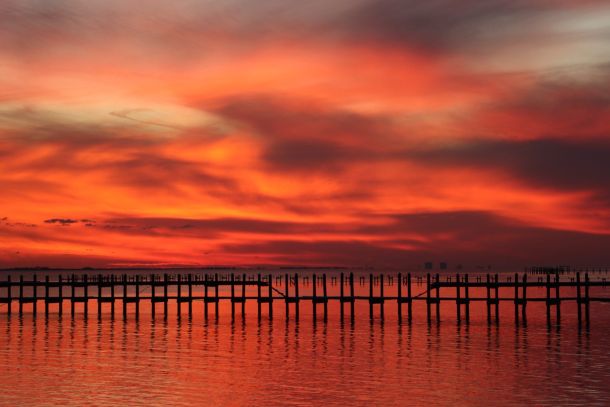 sunset on bay